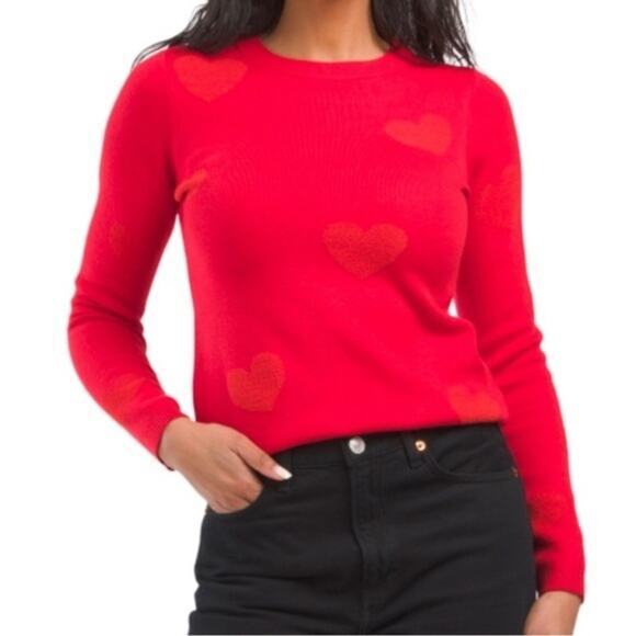 Nwt Nicole Miller Sweater Xs Red Hearts
